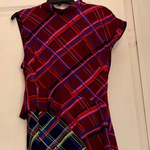 Topshop Dual Color Long Plaid Dress